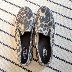 Sperry animal print slip on